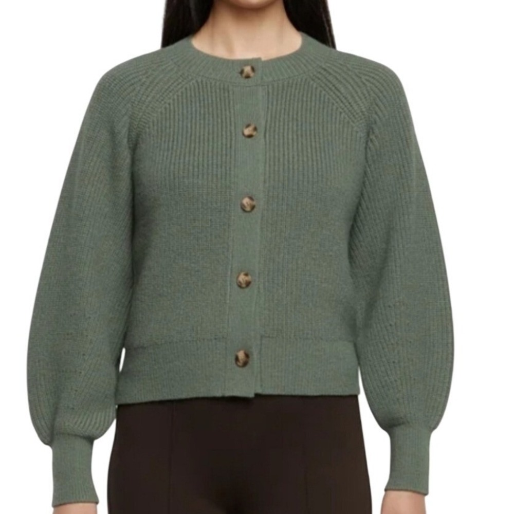 Banana Republic Womens Sage Green Shaker Stitch Button Front Cardigan Sweater XL